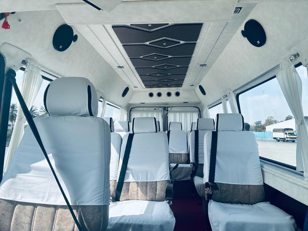 10 Seater Tempo Traveller Luxury Van Interior